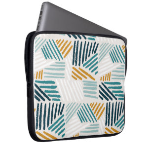 Modern Abstract Geometric Brush Pattern Laptop Sleeve