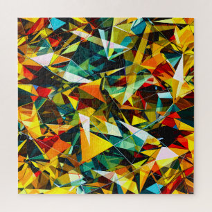 Modern Abstract Geometric Colorful Crystal Glass Jigsaw Puzzle