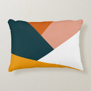 Modern abstract geometric colour block pattern accent pillow