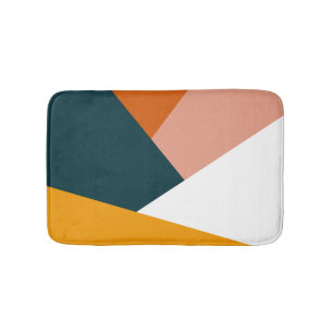Modern abstract geometric colour block pattern bath mat
