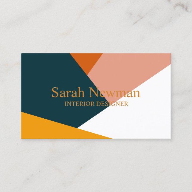 Modern abstract geometric colour block pattern business card (Front)