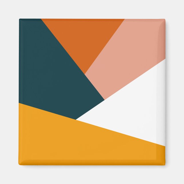 Modern abstract geometric colour block pattern magnet (Front)