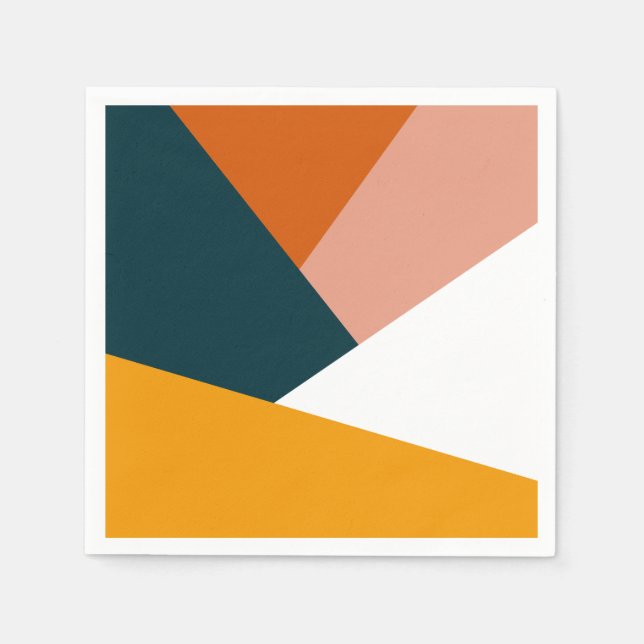 Modern abstract geometric colour block pattern napkin (Front)