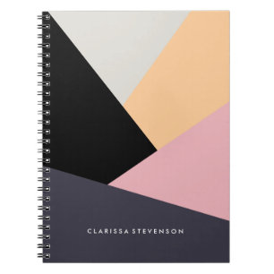 Modern abstract geometric colour block pattern notebook
