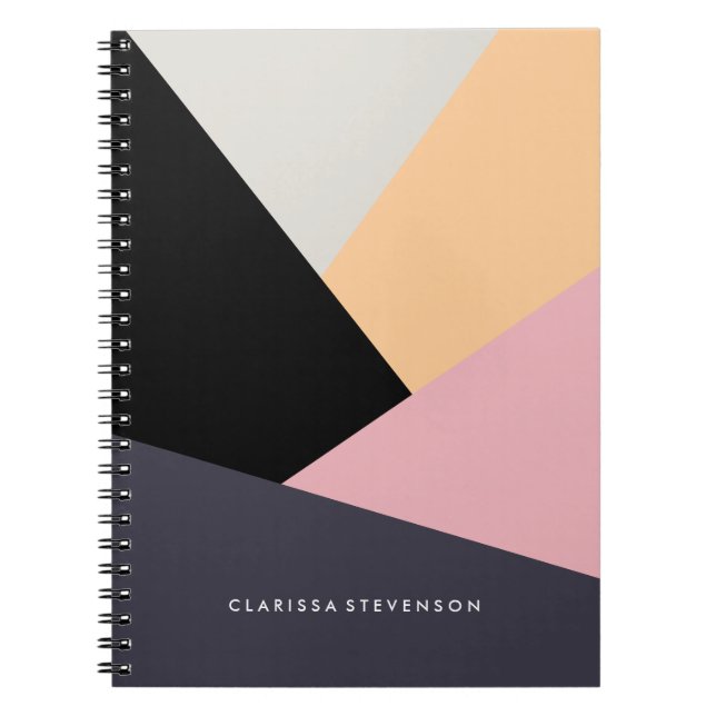 Modern abstract geometric colour block pattern notebook (Front)