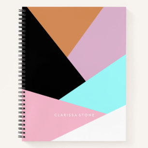 Modern abstract geometric colour block pattern notebook