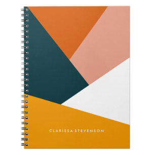 Modern abstract geometric colour block pattern notebook