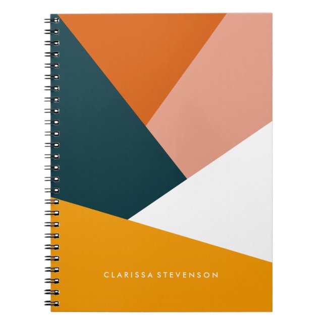 Modern abstract geometric colour block pattern notebook (Front)