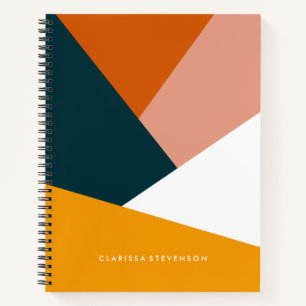 Modern abstract geometric colour block pattern notebook