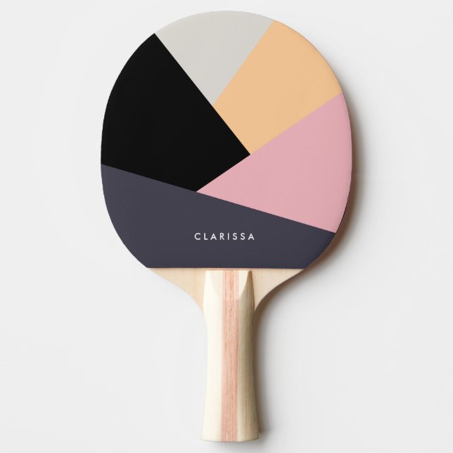 Modern abstract geometric colour block pattern ping pong paddle (Front)