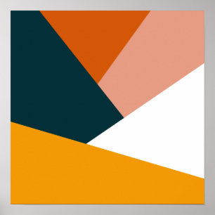 Modern abstract geometric colour block pattern poster