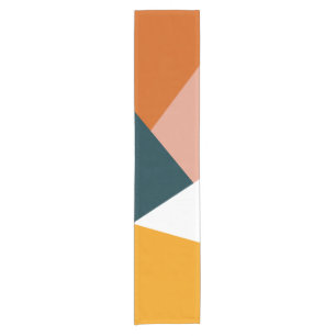 Modern abstract geometric colour block pattern short table runner