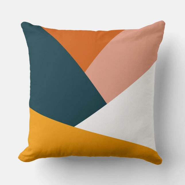 Modern abstract geometric colour block pattern throw pillow (Front)