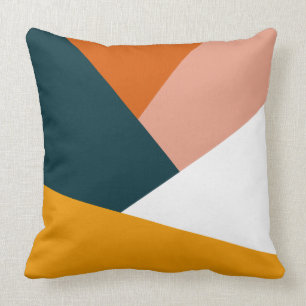 Modern abstract geometric colour block pattern throw pillow