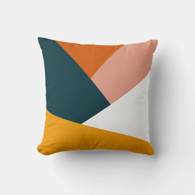 Modern abstract geometric colour block pattern throw pillow (Front)