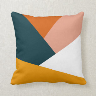 Modern abstract geometric colour block pattern throw pillow