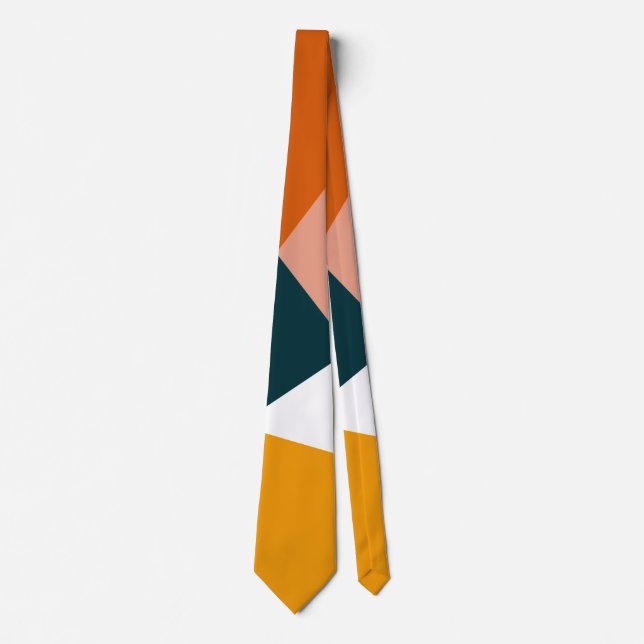 Modern abstract geometric colour block pattern tie (Front)