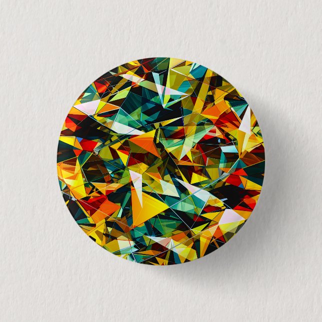 Modern Abstract Geometric Colourful Crystal Glass 1 Inch Round Button (Front)