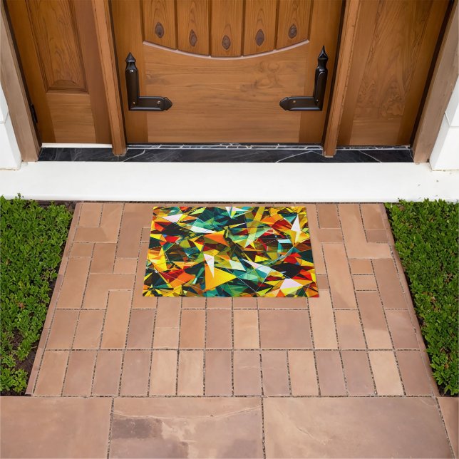 Modern Abstract Geometric Colourful Crystal Glass Doormat (Outdoor)