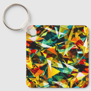 Modern Abstract Geometric Colourful Crystal Glass Keychain