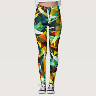 Modern Abstract Geometric Colourful Crystal Glass Leggings