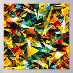 Modern Abstract Geometric Colourful Crystal Glass Poster