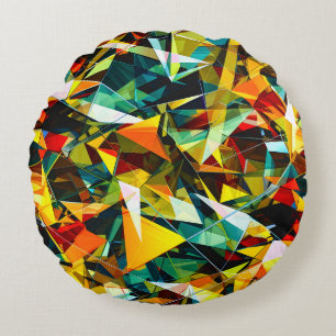 Modern Abstract Geometric Colourful Crystal Glass Round Pillow