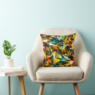 Modern Abstract Geometric Colourful Crystal Glass Throw Pillow