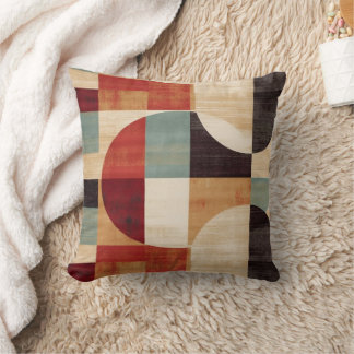 Modern Abstract Geometric Cream, Orange And Green Throw Pillow