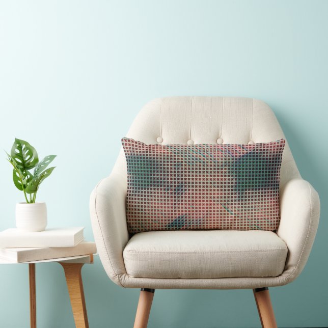 Modern abstract geometric digital pattern 1253 lumbar pillow (Chair)