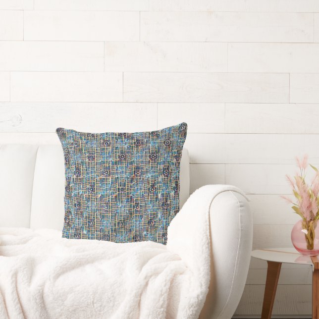 Modern abstract geometric digital pattern 1255 throw pillow (Couch)