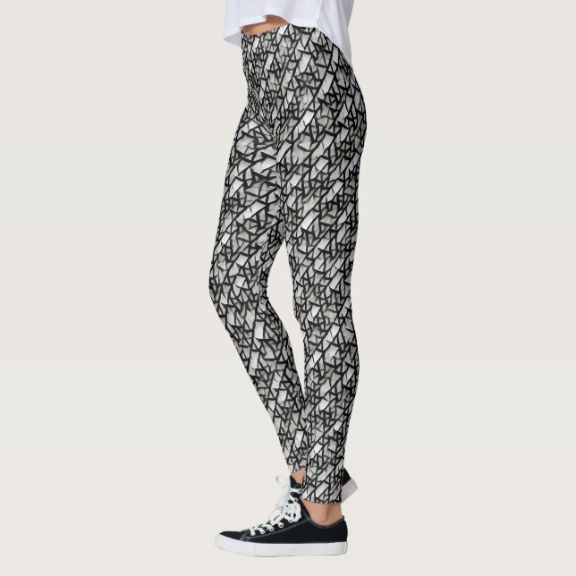 Modern abstract geometric digital pattern 1272 leggings (Left)