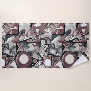 Modern abstract geometric digital pattern 46 beach towel