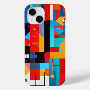 Modern abstract geometric digital pattern 47 iPhone 15 case