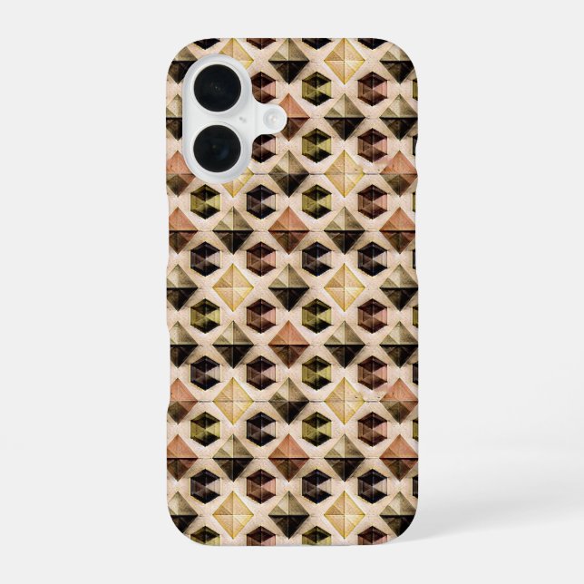 Modern abstract geometric digital pattern 58 iPhone 16 case (Back)