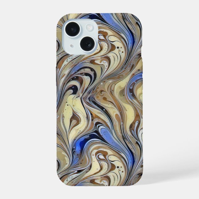 Modern abstract geometric digital pattern 62 iPhone 15 case (Back)