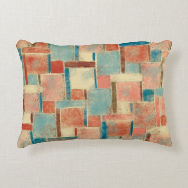 Modern Abstract Geometric Earth Tones Accent Pillow (Front)