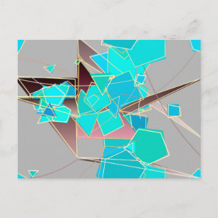 Modern Abstract - Geometric, Grey and Turquoise Postcard