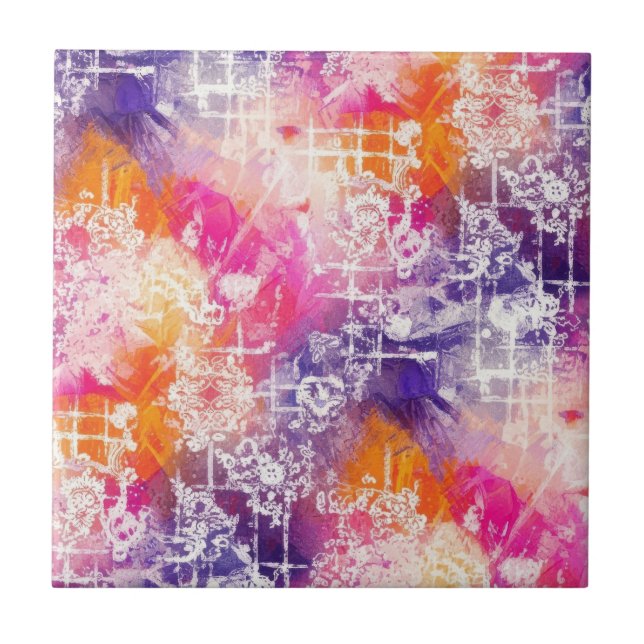 Modern Abstract Geometric Grid Pattern Tile (Front)