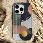 Modern Abstract Geometric Marble Custom Name iPhone 16 Pro Case<br><div class="desc">Modern Abstract Geometric Marble Custom Name iPhone 16 Pro Cases features black,  rose gold and gold watercolor geometric shapes on a grey marble background with stripes and your personalized name in modern white script. Personalize by editing the text in the text box provided. Designed by ©Evco Studio www.zazzle.com/store/evcostudio</div>