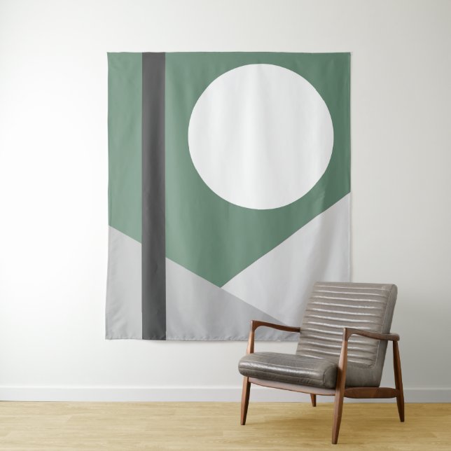 Modern Abstract Geometric Moon Mountains Picture Tapestry (In Situ)