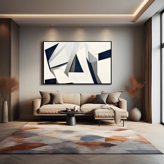 Modern Abstract Geometric Navy and White Poster (Creator Uploaded)