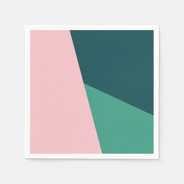 Modern abstract geometric pastel pink & green napkin (Front)