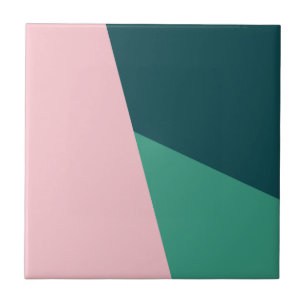 Modern abstract geometric pastel pink & green tile