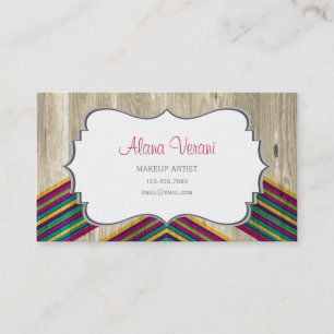 Modern Abstract Geometric Pattern on Wood Business Card