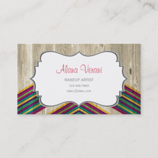 Modern Abstract Geometric Pattern on Wood Business Card