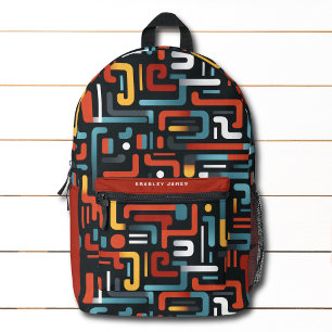 Modern Abstract Geometric Pattern Personalized Printed Backpack