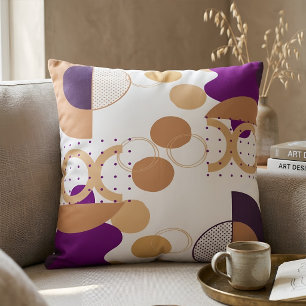 Modern Abstract Geometric Purple and Ochre Boho Throw Pillow
