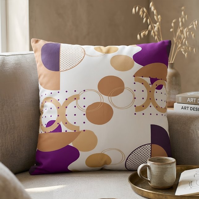 Modern Abstract Geometric Purple and Ochre Boho Throw Pillow (Creator Uploaded)