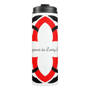 Modern Abstract Geometric Red and Black Mandala Thermal Tumbler